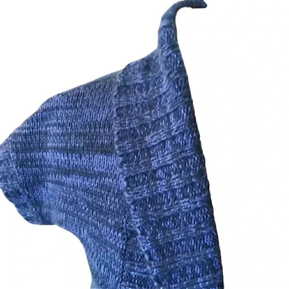 SAY What? Blue & Black Heather Short Sleeve Open Front Cardigan Sweater - Picture 2 of 5